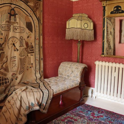 LARGE VICTORIAN EGYPTIAN REVIVAL COTTON HAND STITCHED APPLIQU WALL HANGING - ADDITIONAL PHOTO 5