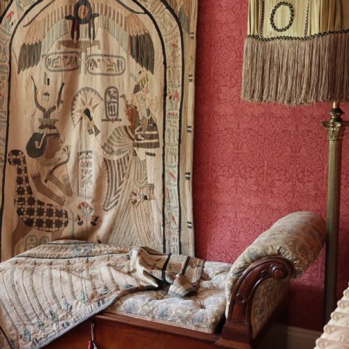 LARGE VICTORIAN EGYPTIAN REVIVAL COTTON HAND STITCHED APPLIQU WALL HANGING - ADDITIONAL PHOTO 6