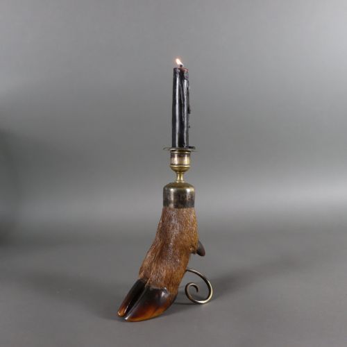 taxidermy candlestick by peter spicer sons circa 1910 - CATEGORY: ANTIQUE LIGHTING - DATED 1910