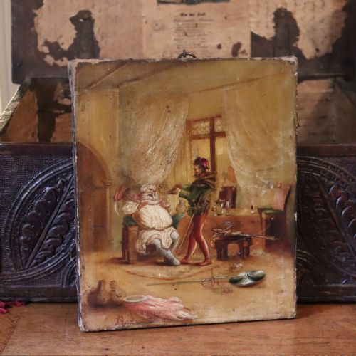 19TH CENTURY OIL PAINTING DEPICTING A SCENE FROM SHAKESPEARE THE MERRY WIVES OF WINDSOR - ADDITIONAL PHOTO 3