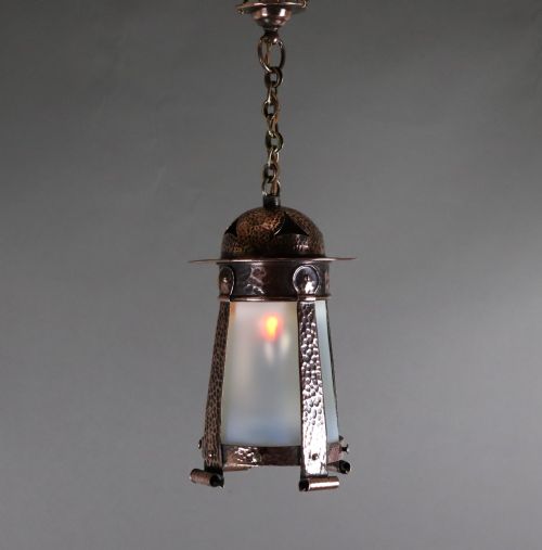 small arts crafts hand planished lantern circa 1910 - CATEGORY: ANTIQUE LIGHTING - DATED 1910