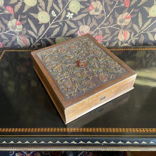 leather covered box dated 1897 - CATEGORY: ANTIQUE BOXES - DATED 1890