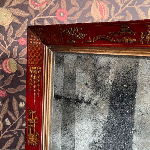 LATE 18THEARLY 19TH CENTURY RED LACQUERED AND JAPANNED MIRROR - ADDITIONAL PHOTO 3
