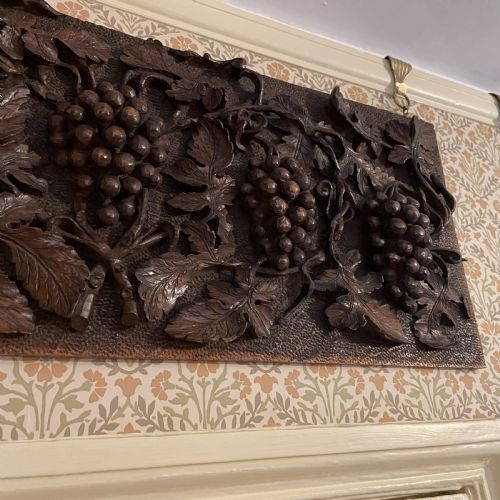 ARTS CRAFTS CARVED WOODEN PANEL OF GRAPE VINES - ADDITIONAL PHOTO 1