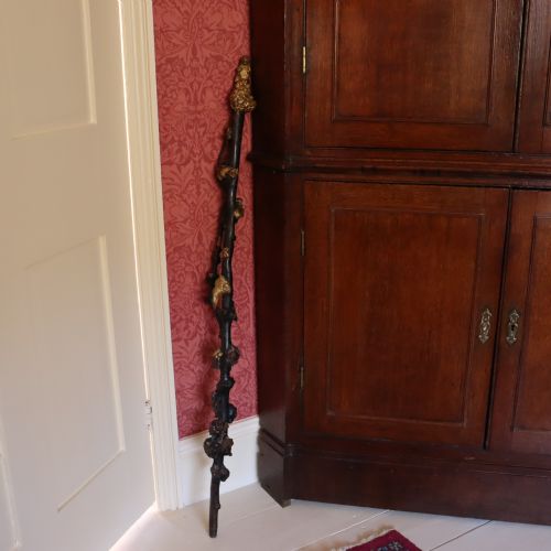 rare japanese gilded walking staff with shinto gods and mythical beasts - CATEGORY: ANTIQUE MISCELLANEOUS - DATED 19TH CENTURY