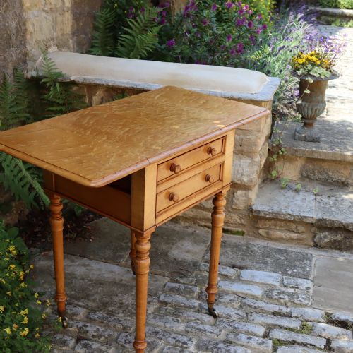 birds eye maple drop leaf occasional table by howard sons london - CATEGORY: ANTIQUE TABLES - DATED 1860