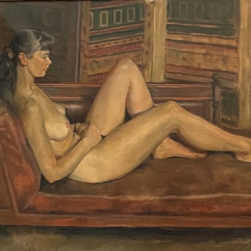 A RECLINING NUDE BY A C D HOUSTON OIL ON CANVAS - ADDITIONAL PHOTO 1