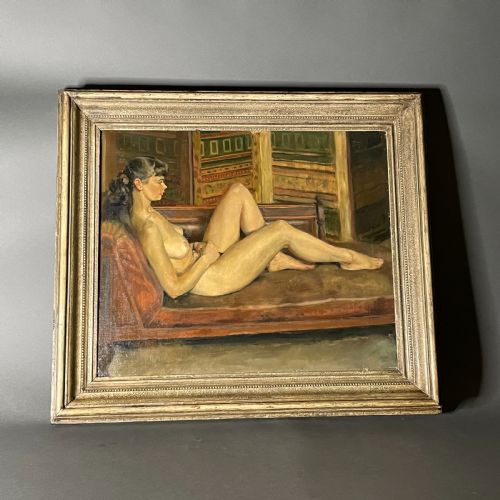A RECLINING NUDE BY A C D HOUSTON OIL ON CANVAS - ADDITIONAL PHOTO 2