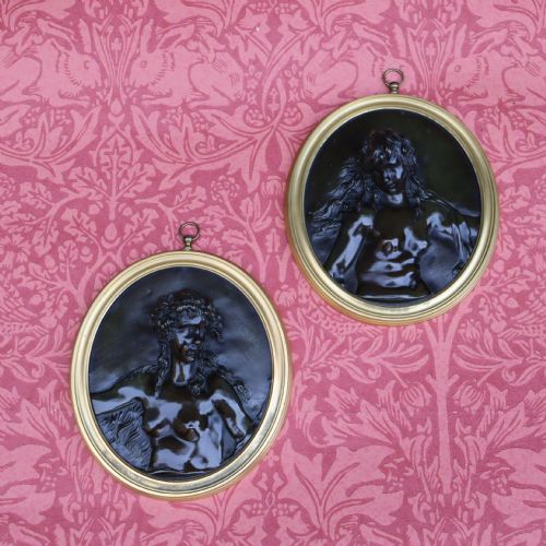 A PAIR OF 19TH CENTURY BRONZE OVAL RELIEFS OF BACCHANTES - ADDITIONAL PHOTO 2