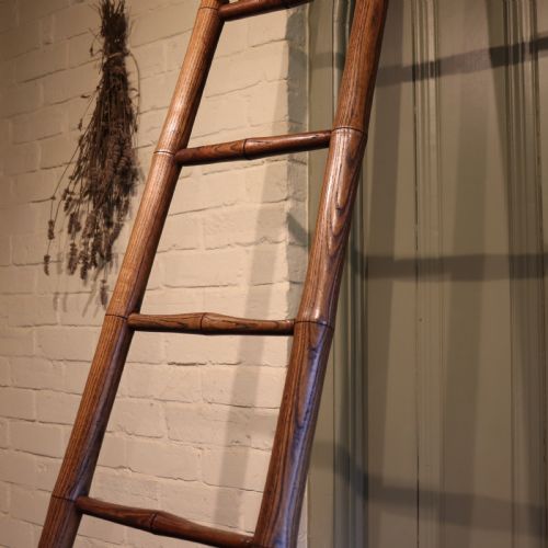 faux bamboo ash library ladder - CATEGORY: ANTIQUE MISCELLANEOUS - DATED 1880
