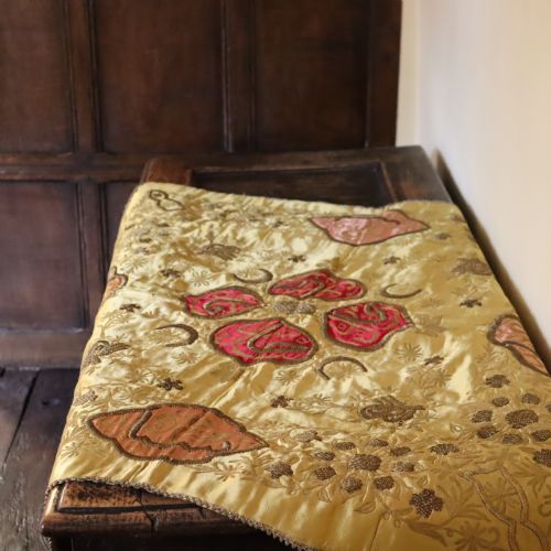 19th century or earlier silk table cover - CATEGORY: ANTIQUE MISCELLANEOUS - DATED 19TH CENTURY