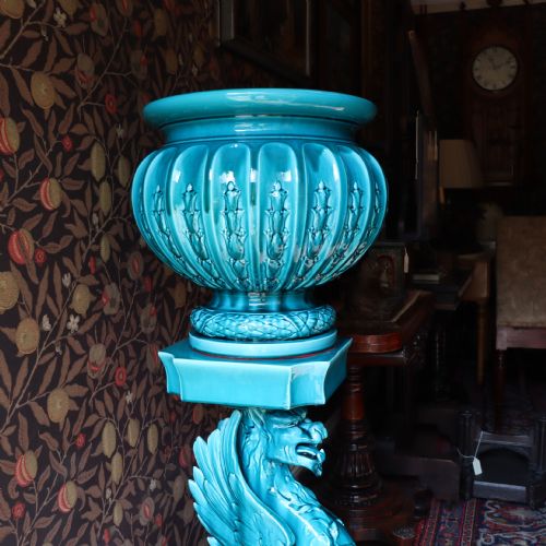 A REMARKABLE JARDINIRE AND STAND IN THE MANNER OF BURMANTOFTS CIRCA 1890 FROM AMISFIELD HOUSE - ADDITIONAL PHOTO 1