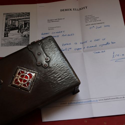 ARTS CRAFTS COPPER SILVER AND RED ENAMEL BOX BY THE GUILD OF HANDICRAFT LTD CHIPPING CAMPDEN CIRCA 1904 - ADDITIONAL PHOTO 1