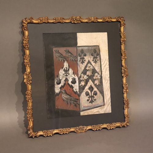 18TH CENTURY BLAZONRYCOAT OF ARMS PAINTING ON SILK - ADDITIONAL PHOTO 2