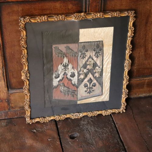 18th century blazonrycoat of arms painting on silk - CATEGORY: ANTIQUE MISCELLANEOUS - DATED 18TH CENTURY
