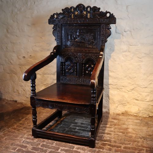 OAK WAINSCOT CHAIR FROM WINCHESTER CATHEDRAL OF UNUSUALLY LARGE PROPORTIONS - ADDITIONAL PHOTO 3