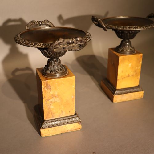 pair of grand tour bronze sienna marble tazza - CATEGORY: ANTIQUE METAL - DATED 1850