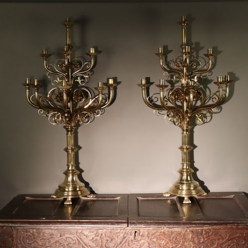 IMPRESSIVE PAIR OF 19TH CENTURY GOTHIC CANDELABRA - ADDITIONAL PHOTO 3