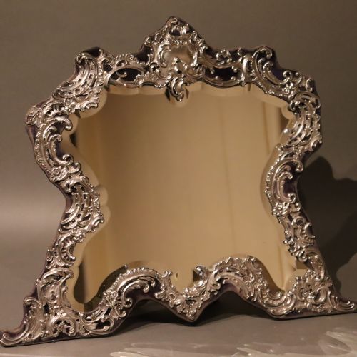 AN EDWARDIAN SILVER MOUNTED DRESSING TABLE MIRROR - ADDITIONAL PHOTO 4