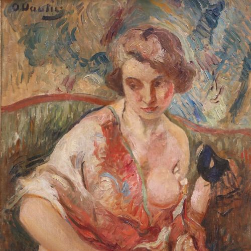 fig 1. 19th Century Oil on canvas Nude Portrait by Otto Vautier