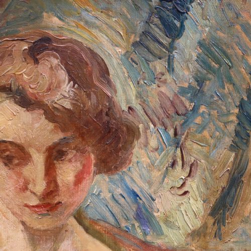 fig 2. 19th Century Oil on canvas Nude Portrait by Otto Vautier