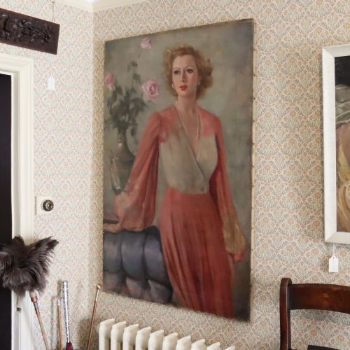 oil on canvas portrait of the famous actress singer greer garson - CATEGORY: ANTIQUE ART - DATED 1940