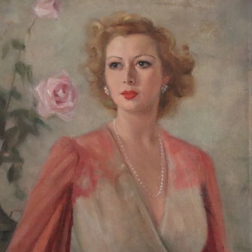 OIL ON CANVAS PORTRAIT OF THE FAMOUS ACTRESS SINGER GREER GARSON - ADDITIONAL PHOTO 1