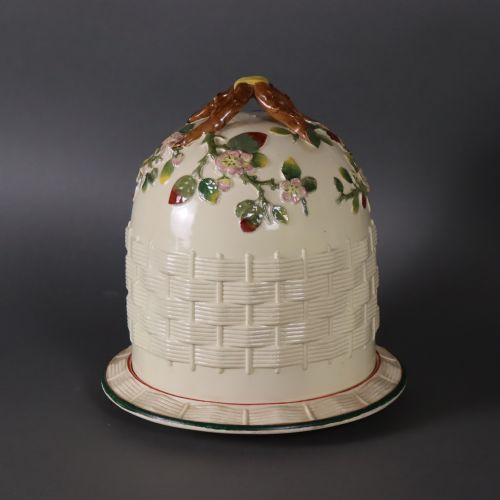 LARGE VICTORIAN MAJOLICA APPLE BLOSSOM STILTON CHEESE DISH AND COVER BY GEORGE JONES SONS - ADDITIONAL PHOTO 6