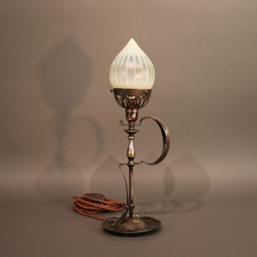 BRASS ART CRAFTS TABLE LAMP WITH VASELINE GLASS SHADE - ADDITIONAL PHOTO 3