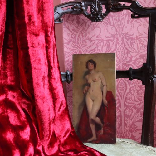 A SMALL HENRY JAMES HALEY SIGNED OIL PAINTING ON BOARD OF A STANDING NUDE LADY - ADDITIONAL PHOTO 6