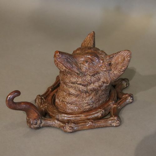 BLACK FOREST CARVED WOOD FOX MASK WALLMOUNTED HAT OR COAT HOOK 1915 - ADDITIONAL PHOTO 6