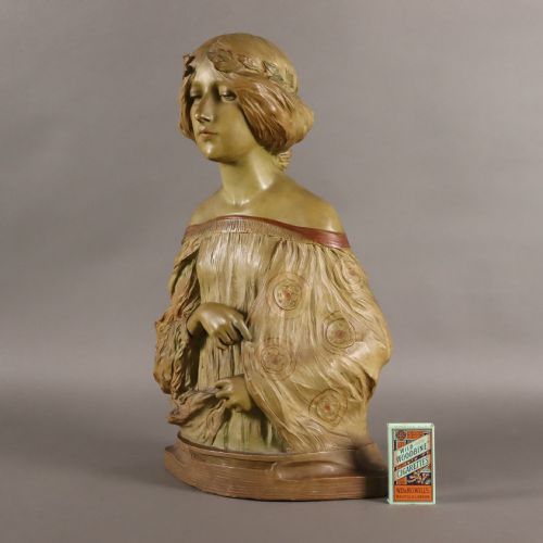 ART NOUVEAU TERRACOTTA BUST INSPIRATION BY LAMBERT ESCALER - ADDITIONAL PHOTO 2