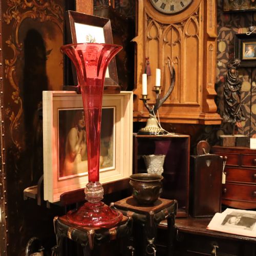 VICTORIAN CRANBERRY GLASS TRUMPET VASE - ADDITIONAL PHOTO 8