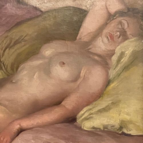 LARGE RECLINING NUDE OIL PAINTING SIGNED STRATTON - ADDITIONAL PHOTO 1
