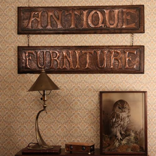 ARTS CRAFTS ANTIQUE FURNITURE BEATEN COPPER EMBOSSED PANELS - ADDITIONAL PHOTO 9