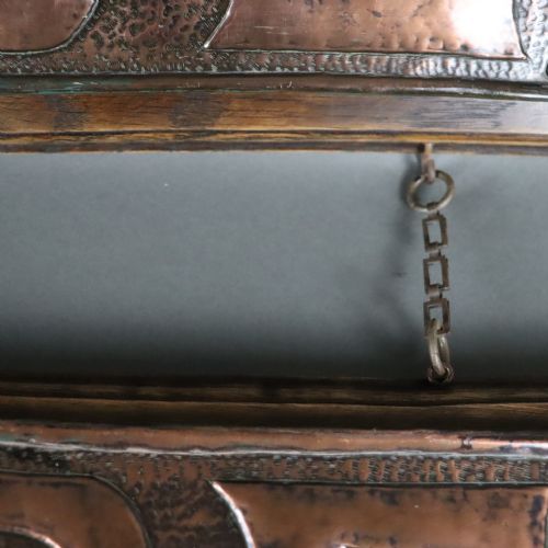 ARTS CRAFTS ANTIQUE FURNITURE BEATEN COPPER EMBOSSED PANELS - ADDITIONAL PHOTO 5