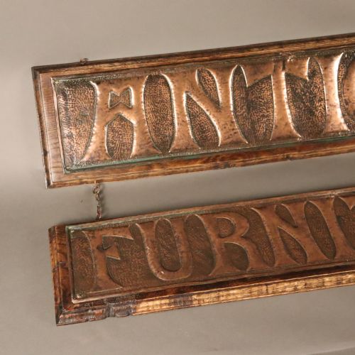 ARTS CRAFTS ANTIQUE FURNITURE BEATEN COPPER EMBOSSED PANELS - ADDITIONAL PHOTO 6