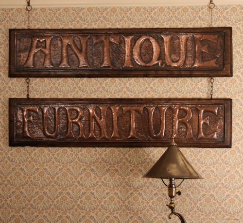 ARTS CRAFTS ANTIQUE FURNITURE BEATEN COPPER EMBOSSED PANELS - ADDITIONAL PHOTO 7