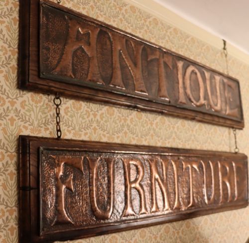 ARTS CRAFTS ANTIQUE FURNITURE BEATEN COPPER EMBOSSED PANELS - ADDITIONAL PHOTO 8