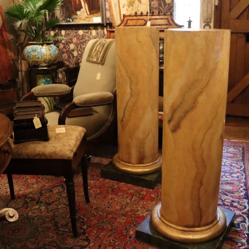 LARGE PAIR OF FAUX SIENNA MARBLE COLUMNS - ADDITIONAL PHOTO 2