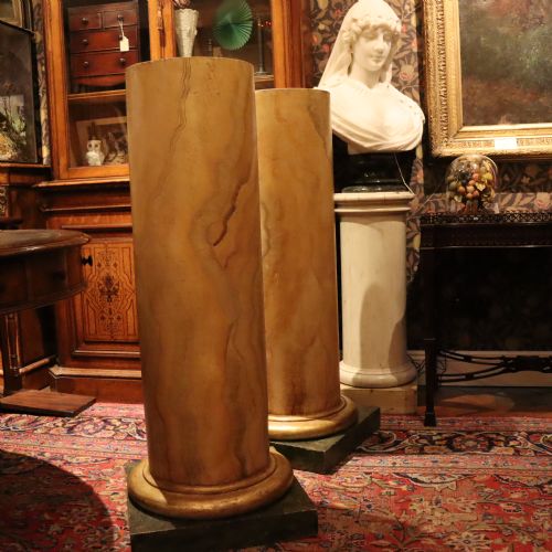 LARGE PAIR OF FAUX SIENNA MARBLE COLUMNS - ADDITIONAL PHOTO 1