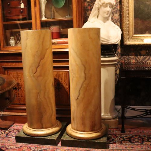 LARGE PAIR OF FAUX SIENNA MARBLE COLUMNS - ADDITIONAL PHOTO 4