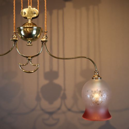 PAIR OF ENGLISH ART NOUVEAU RISE AND FALL LIGHTS CIRCA 1900 - ADDITIONAL PHOTO 3