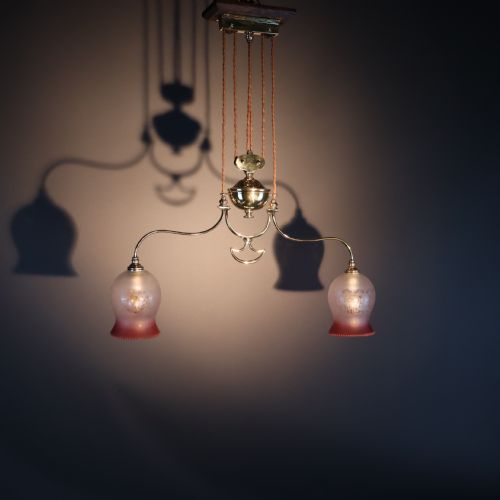 PAIR OF ENGLISH ART NOUVEAU RISE AND FALL LIGHTS CIRCA 1900 - ADDITIONAL PHOTO 6