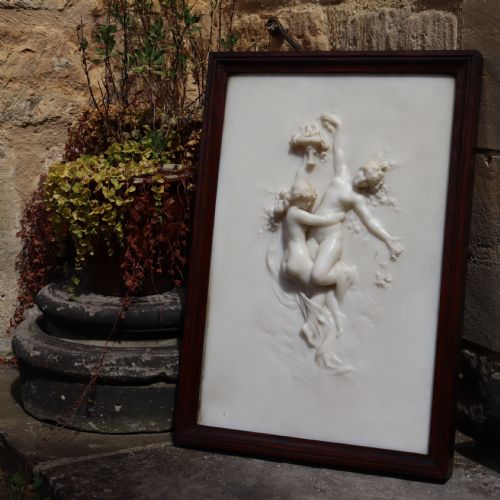 A VICTORIAN WHITE MARBLE RELIEF OF TWO NUDES - ADDITIONAL PHOTO 1