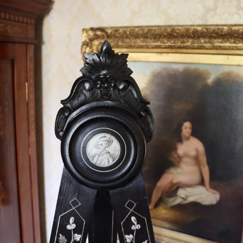EBONY VENEERED WALNUT GALLERY EASEL WITH IVORY INLAY ITALIAN CIRCA 1880 - ADDITIONAL PHOTO 4