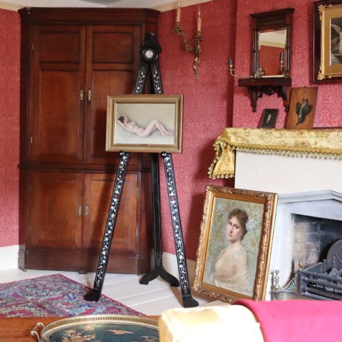 EBONY VENEERED WALNUT GALLERY EASEL WITH IVORY INLAY ITALIAN CIRCA 1880 - ADDITIONAL PHOTO 7