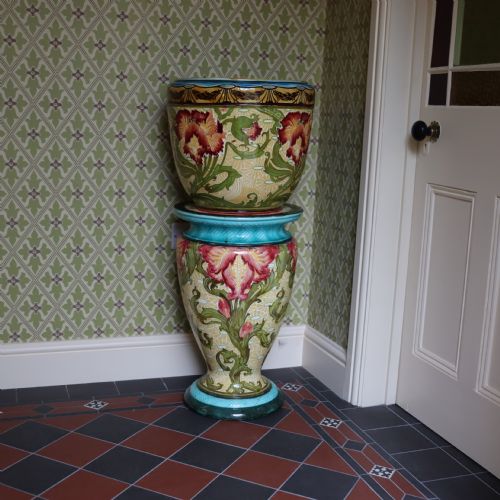 LARGE MINTON SECESSIONIST JARDINIERE AND STAND - ADDITIONAL PHOTO 2