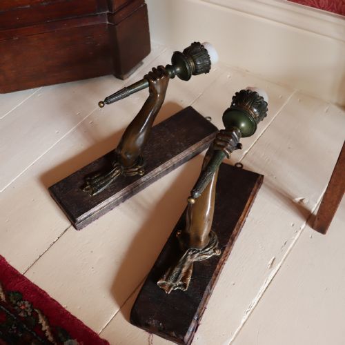 PAIR OF BRONZE WALL CANDLE SCONCES - ADDITIONAL PHOTO 4