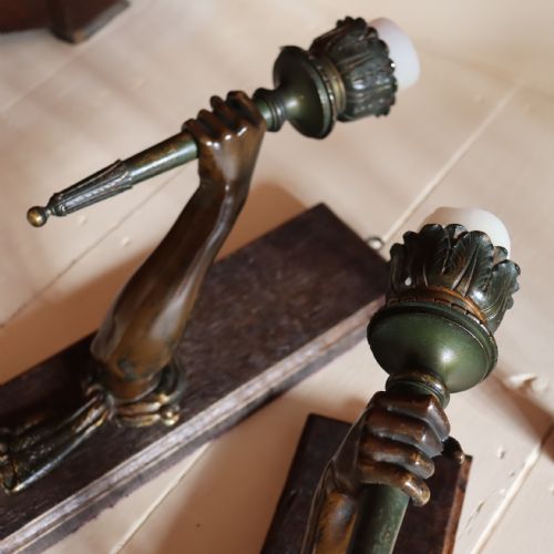 PAIR OF BRONZE WALL CANDLE SCONCES - ADDITIONAL PHOTO 5